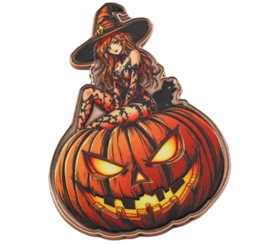 3 oz Copper Happy Halloween Witch Pumpkin with Acrylic Case
