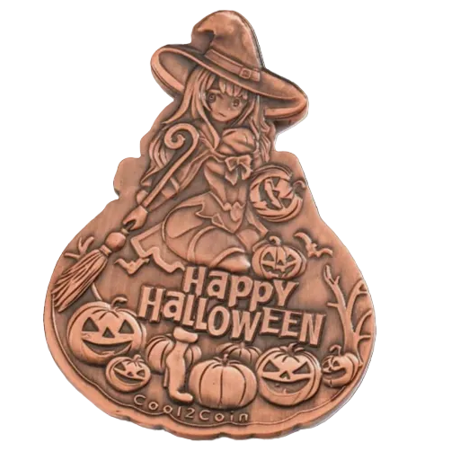 3 oz Copper Happy Halloween Witch Pumpkin with Acrylic Case