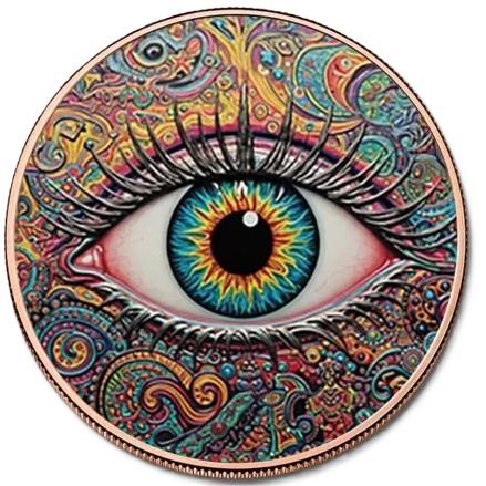 5 oz Copper Round Eye of the Beholder with Acrylic Case