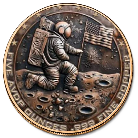 5 oz Copper Round Space Commander with Acrylic Case