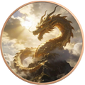 1 oz Copper Chinese Golden Dragon with Acrylic Case