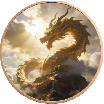 1 oz Copper Chinese Golden Dragon with Acrylic Case