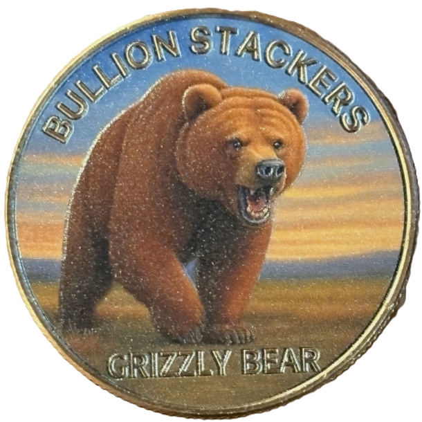 1 oz Colorized Copper Round - Bullion Stackers Grizzly Bear