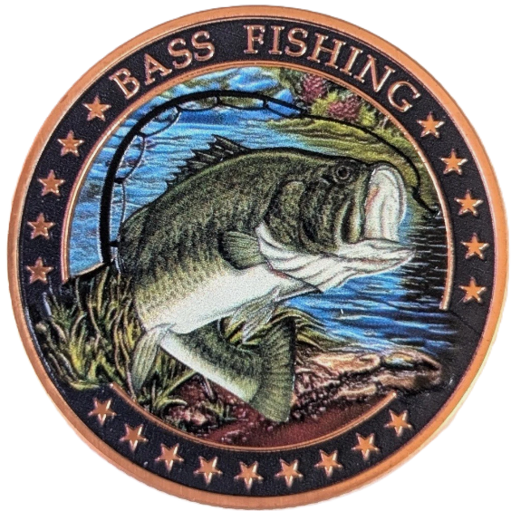 1 oz Colorized Copper Round - Bass Fishing