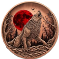 5 oz Copper - Blood Moon Wolf in Acrylic Case