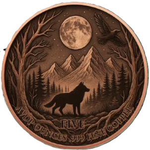 5 oz Copper - Blood Moon Wolf in Acrylic Case
