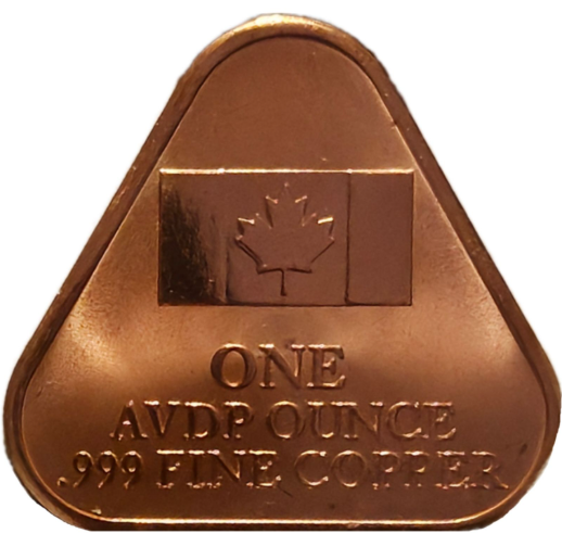 1 oz Red Canada Colorized Copper Triangle with Flag on back