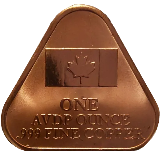 1 oz Red Canada Colorized Copper Triangle with Flag on back