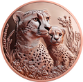 1 oz Copper High Relief Wildlife Series Cheetah & Cub