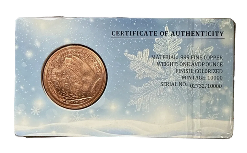 1 oz Copper Let It Snow Limited Edition Numbered Out of 10,000