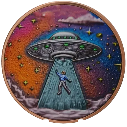 5 oz Copper Beam Me Up Alien UFO with Acrylic Case