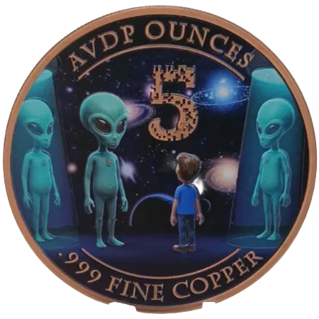 5 oz Copper Beam Me Up Alien UFO with Acrylic Case