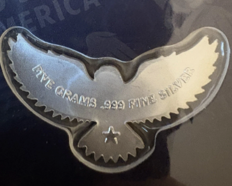 5 Gram .999 Fine Silver Freedom Eagle Bar Sealed in a Themed Assay Card
