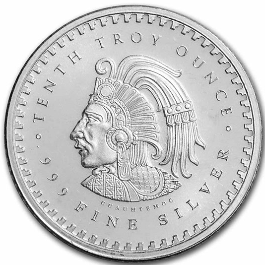 1/10 Troy Ounce .999 Fine Silver Aztec Calendar Round