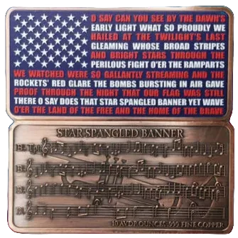 10 oz Star Spangled Banner Copper Bar in Acrylic Case