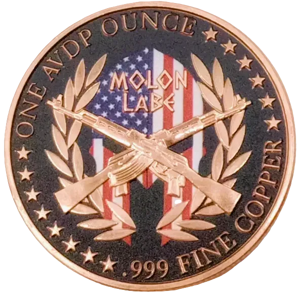 1 oz Colorized Copper Round - Molon Labe Spartan Warrior