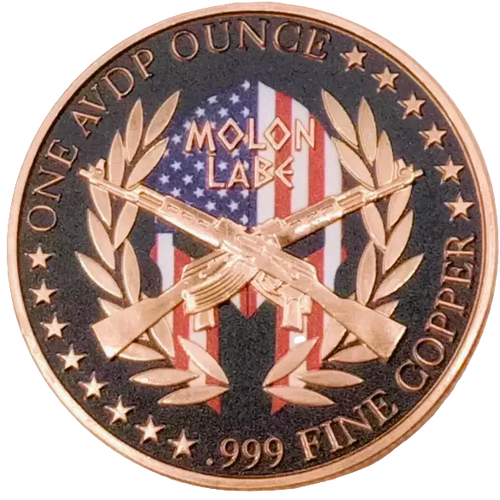 1 oz Colorized Copper Round - Molon Labe Spartan Warrior