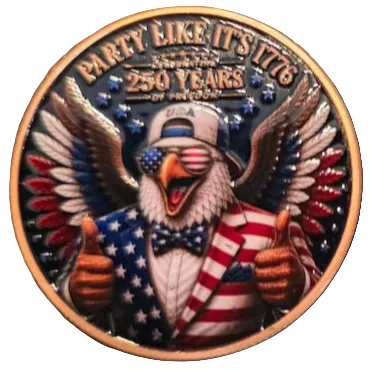 1 oz Colorized Copper Round - Party Like It’s 1776 250 Years American Flag