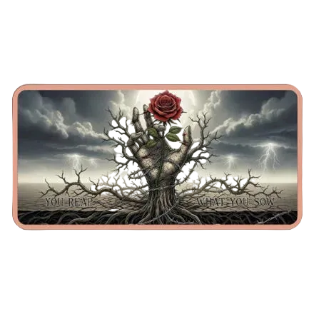 10 oz Copper Bar "You Reap What Sow" in New With Acrylic Case 2,500 Mintage