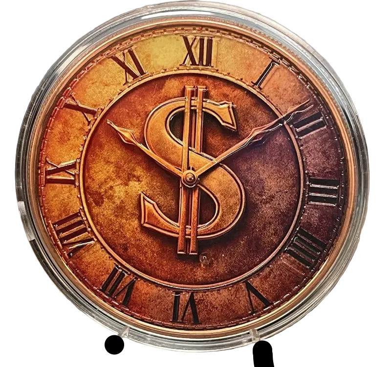 5 oz Copper Round Time is Money With Acrylic Case