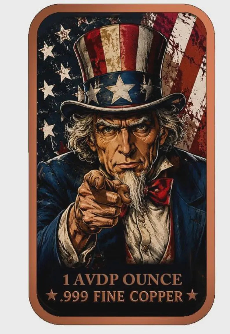 1 oz Colorized Copper Round - I Want You to Defend Freedom Uncle Sam