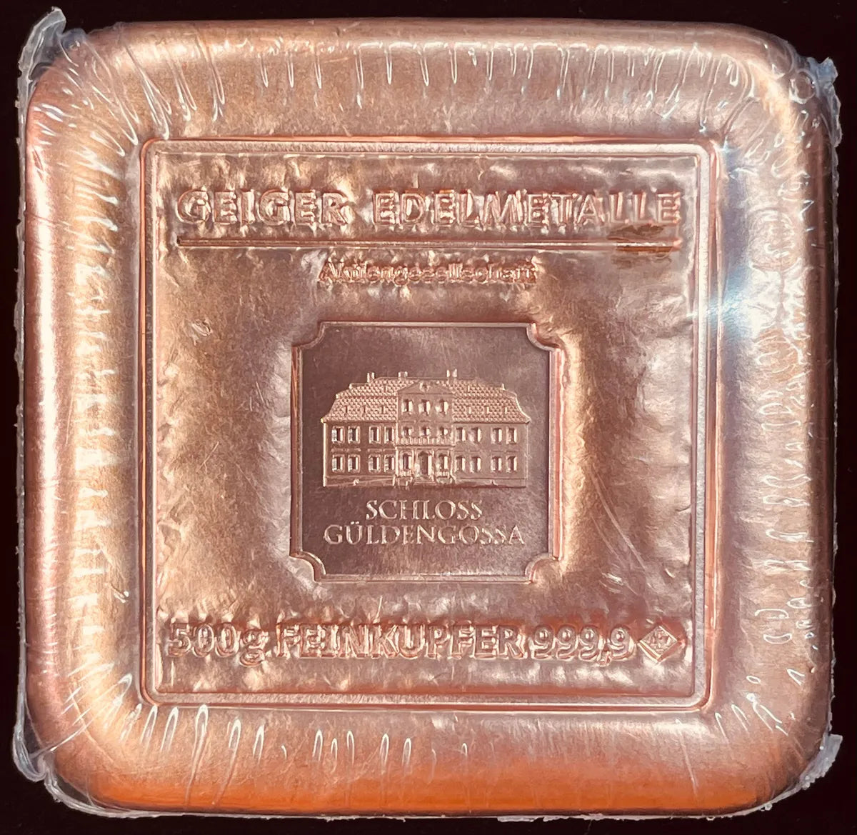 500g Geiger Copper Square Bullion by Germany’s Geiger Edelmetalle