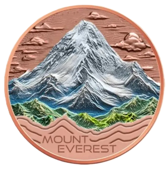 5 oz Copper Mount Everest Natural Wonders with Acrylic Case