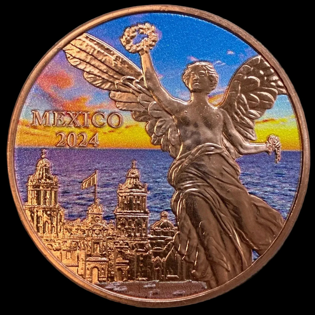 1 oz Colorized Copper Round - 2024 Mexican Libertad Sunset