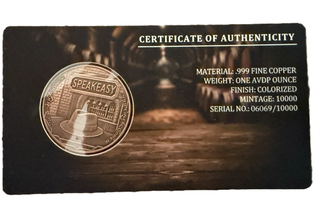 1 oz Copper 1920's Barrels & Bullets Limited Edition Numbered of 10,000