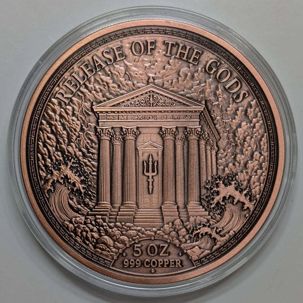 5 oz Copper – Poseidon the Greek God of the Sea in Acrylic Case