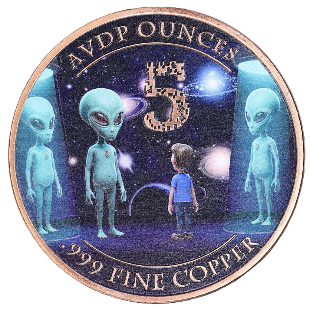 5 oz Copper Beam Me Up Alien UFO with Acrylic Case