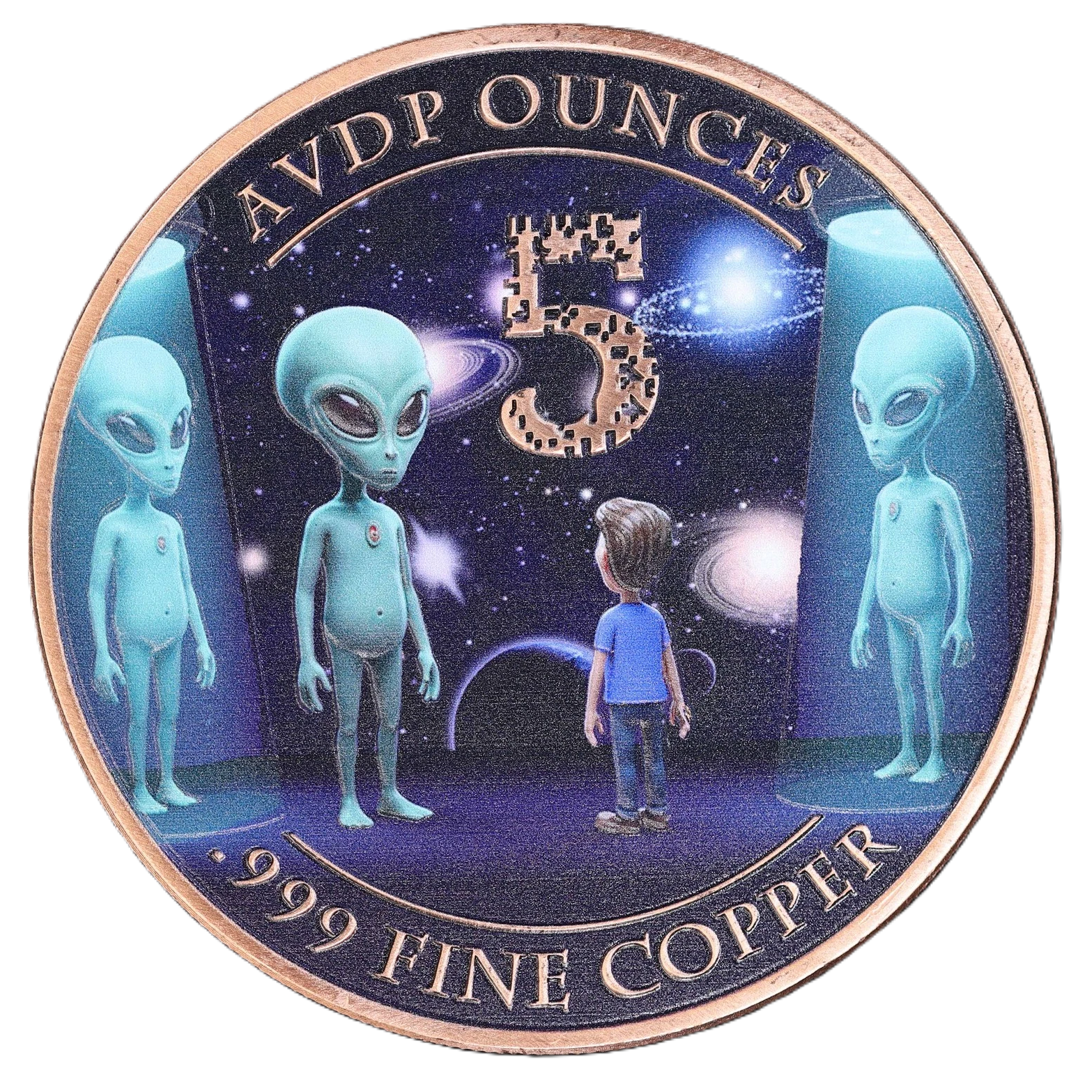 5 oz Copper Beam Me Up Alien UFO with Acrylic Case
