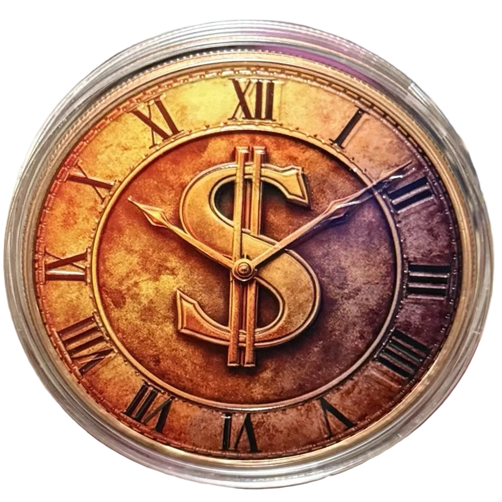 5 oz Copper Round Time is Money With Acrylic Case