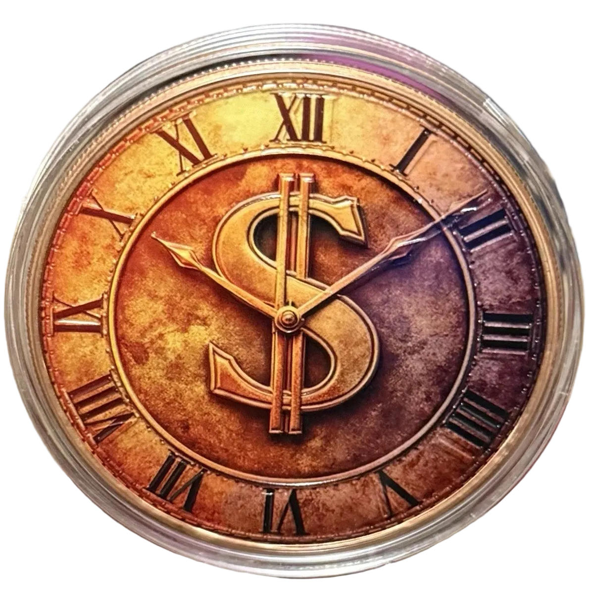 5 oz Copper Round Time is Money With Acrylic Case