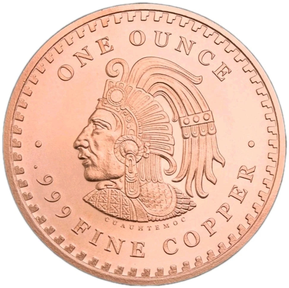 1 oz Copper Round – Aztec Calendar or Sun Stone