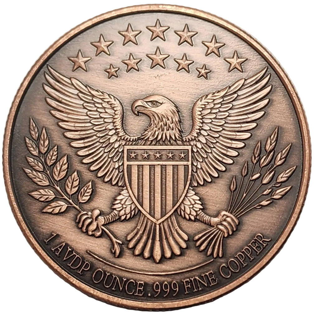 1 oz Colorized Copper Round - Statue of Liberty at Sunset & Flag with Eagle Reverse