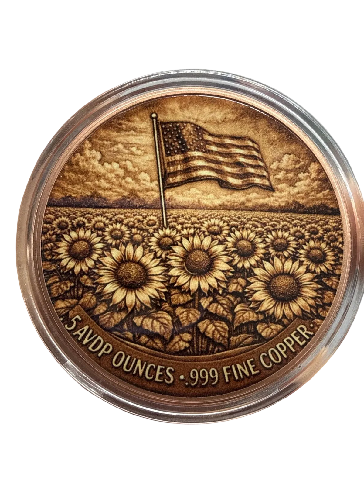 5 oz Copper Round USA Freedom Flower with Capsule 5,000 Mintage