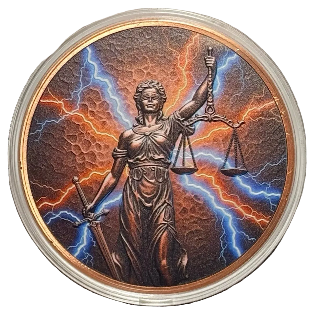 5 oz Copper Round Celestial Balance Lady Justice 5,000 Mintage Liberia
