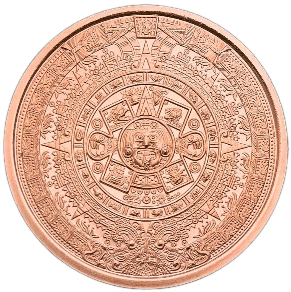 1 oz Copper Round – Aztec Calendar or Sun Stone