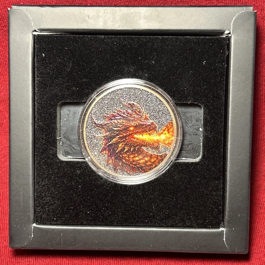 1 oz Copper Round Dragon Fire with Dual Sided Diamond Dust numbered out of 5,000