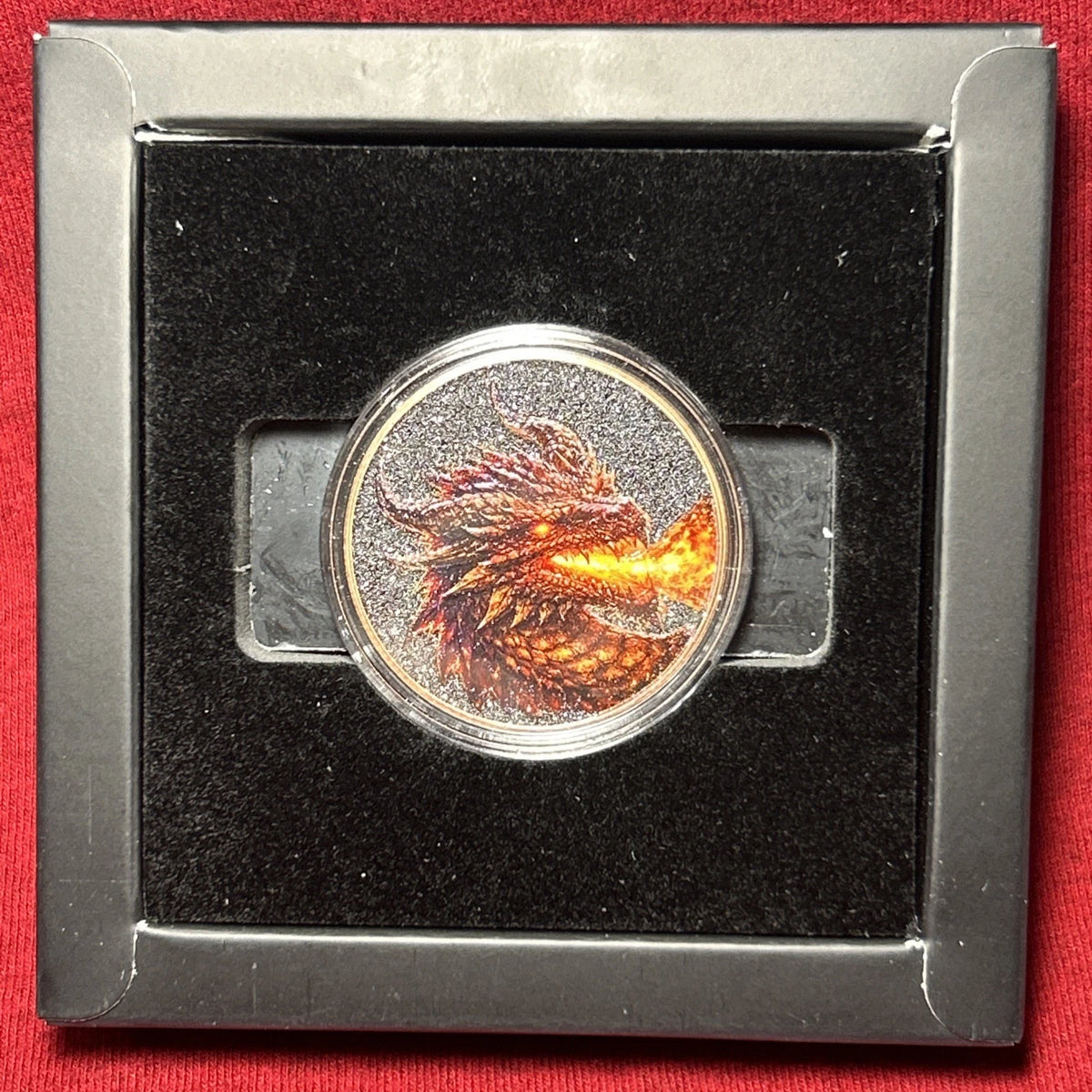 1 oz Copper Round Dragon Fire with Dual Sided Diamond Dust numbered out of 5,000