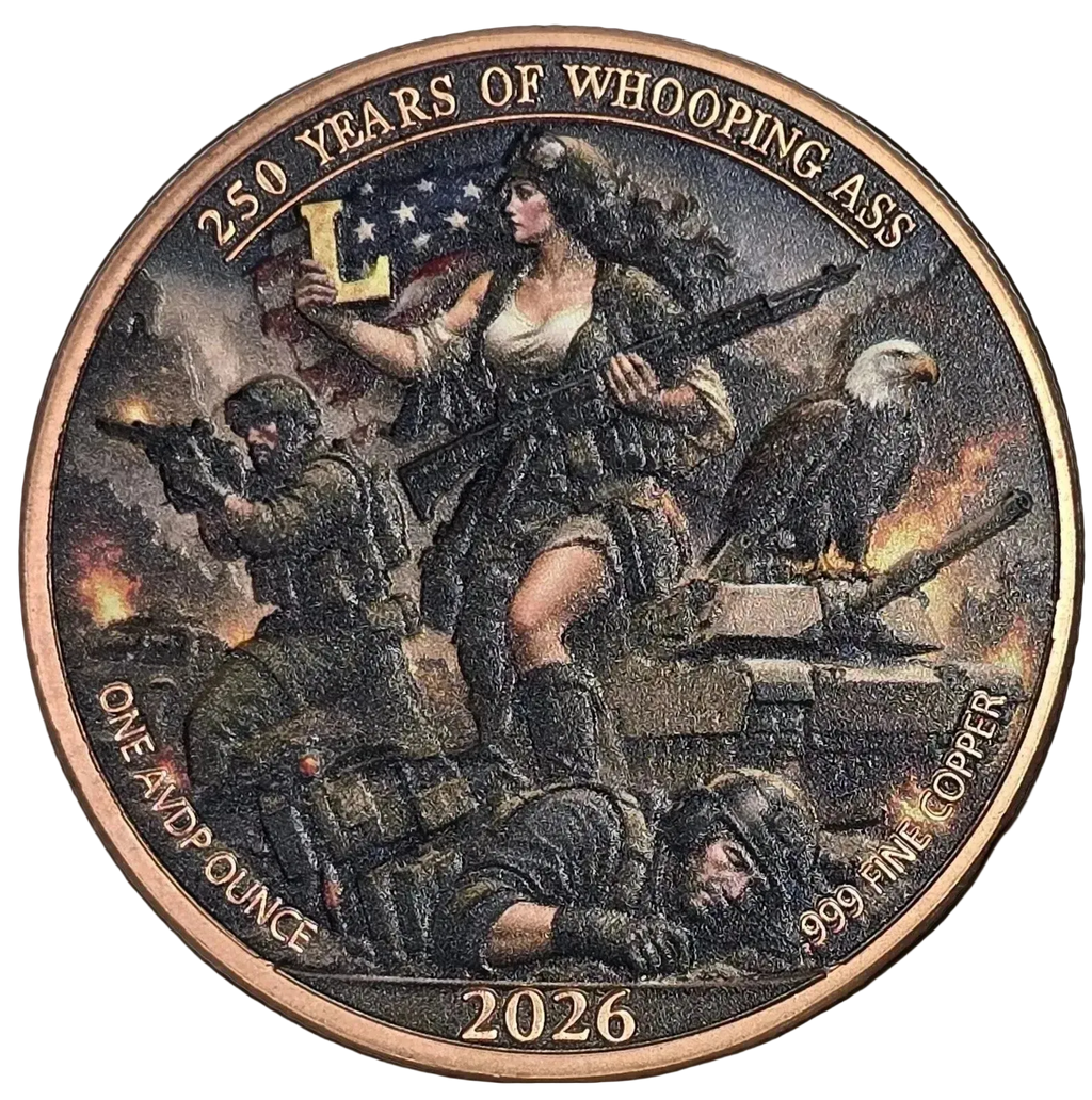 1 oz Colorized Copper Round - 2026 250 Years of Whooping Ass