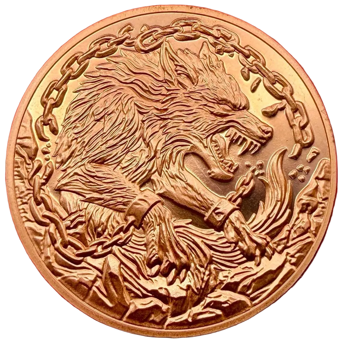 1 oz Copper Round Fenrir Wolf Unchained Mythos Series 2