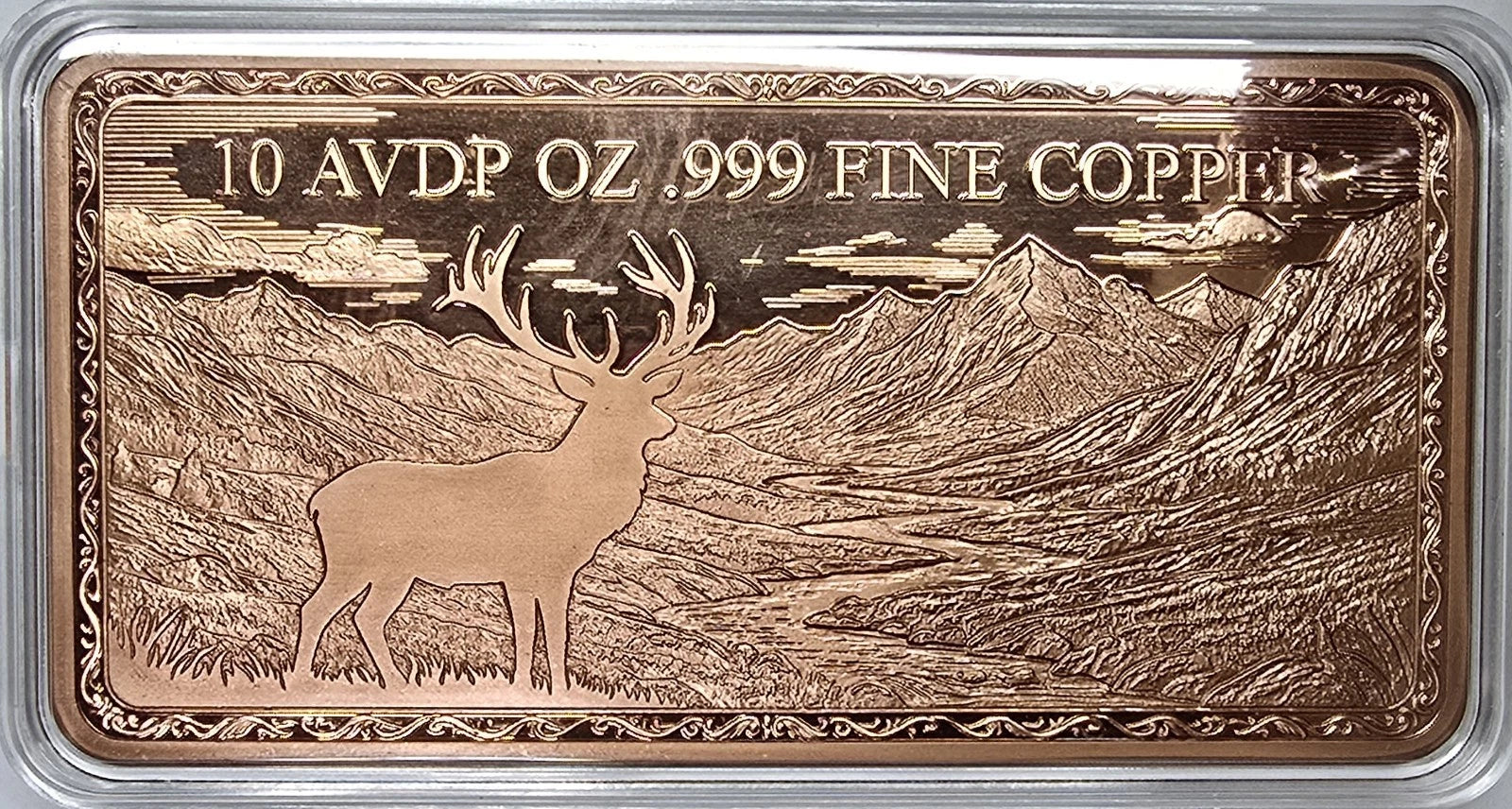 10 oz Copper Bar Elk in Green Forest