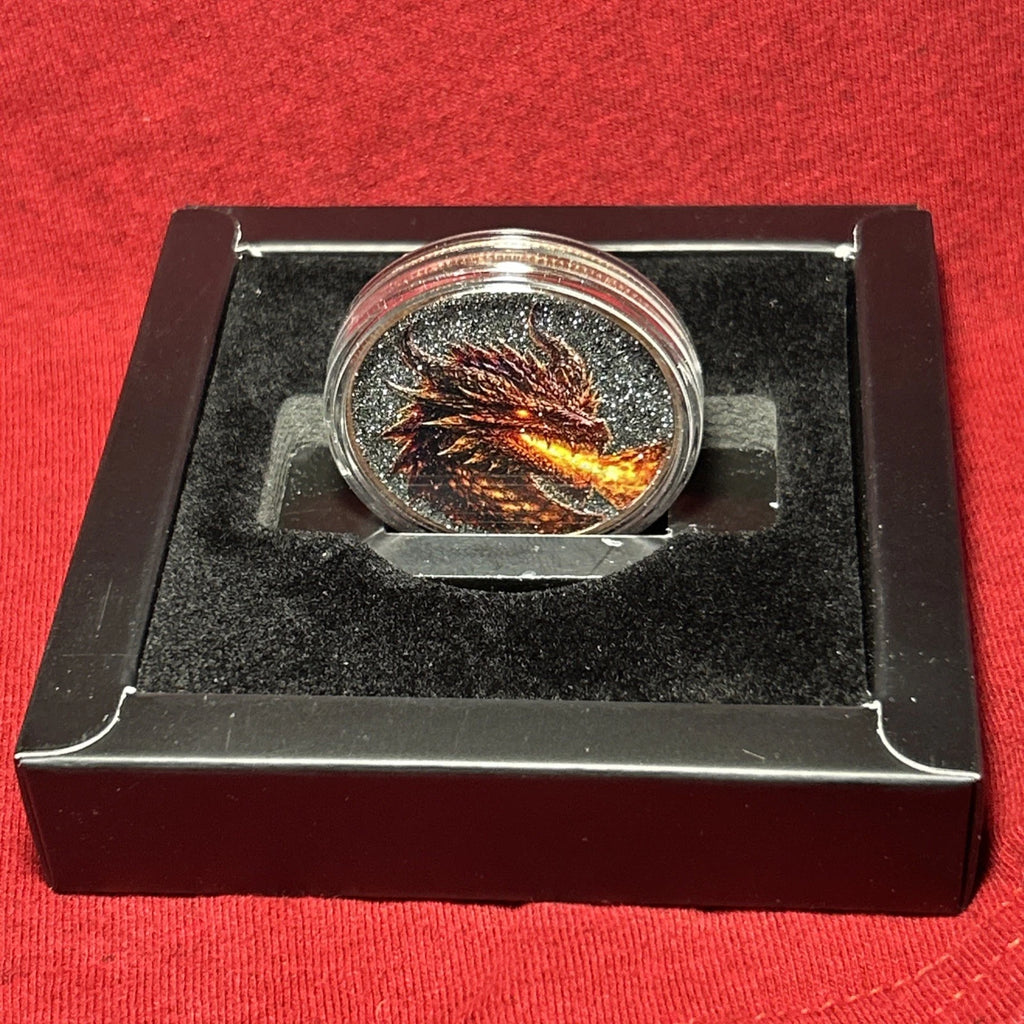 1 oz Copper Round Dragon Fire with Dual Sided Diamond Dust numbered out of 5,000