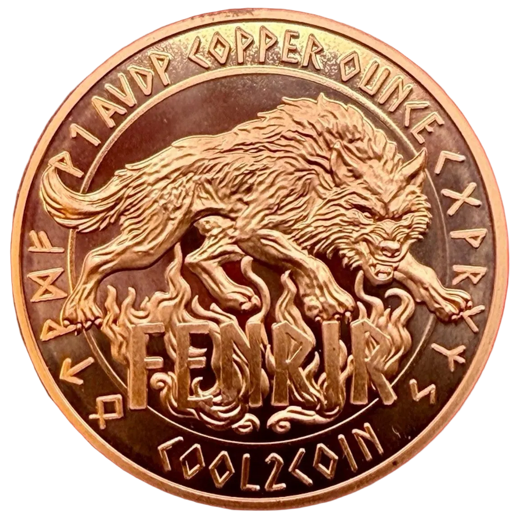 1 oz Copper Round Fenrir Wolf Unchained Mythos Series 2