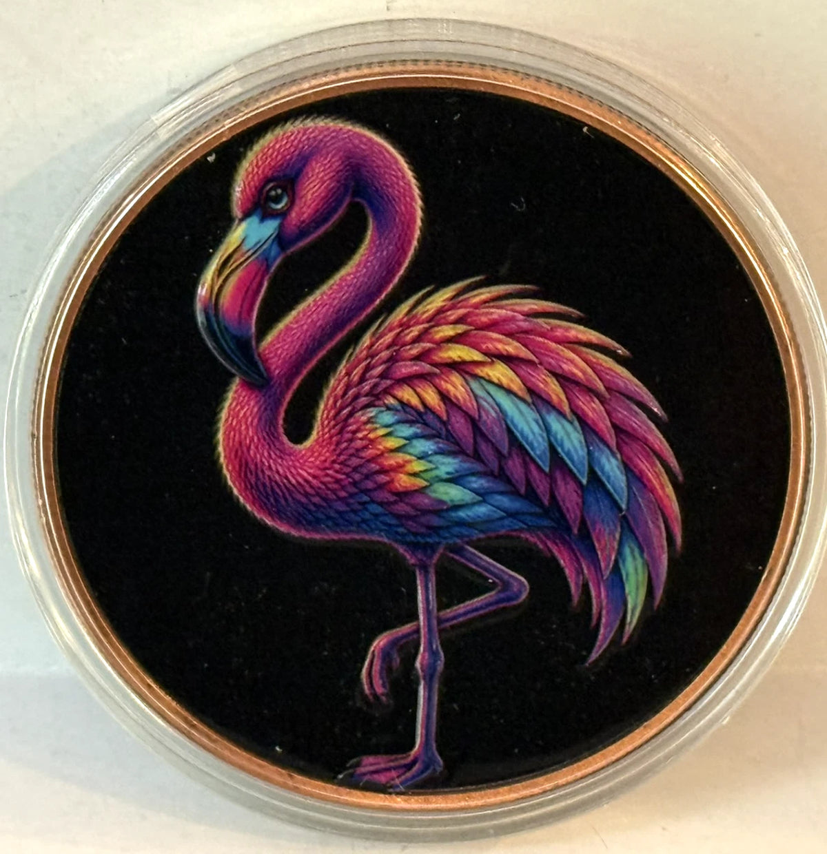 5 oz Copper - Mystic Night Flamingo in Acrylic Case 5,000 Mintage