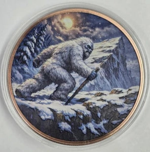 5 oz Copper Round - Summit Yeti 5,000 Mintage With Acrylic Case