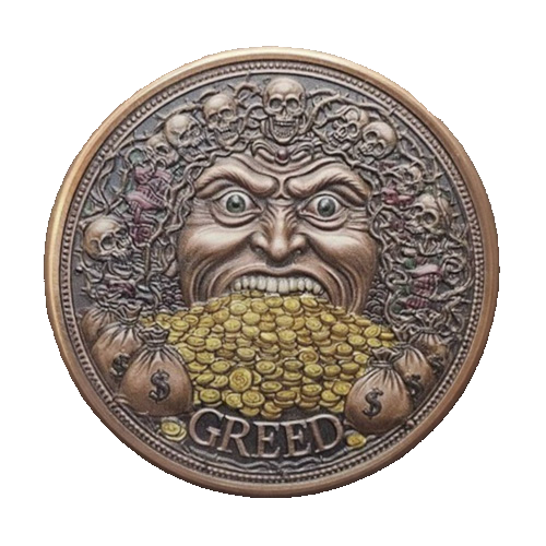 5 oz Copper - "Greed" Limited Edition Numbered out of 5000 in Acrylic Case