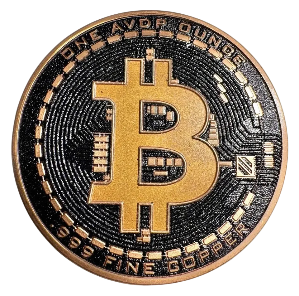 1 oz Colorized Copper Round - Bitcoin Black & Yellow